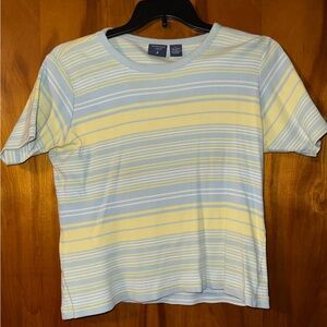 Mountain Lake Light Blue and Yellow Striped Tee Size L